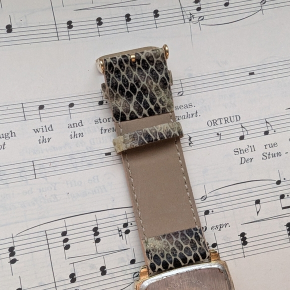 Jules And James gold Watch with Snake Print Strap - Picture 5 of 13